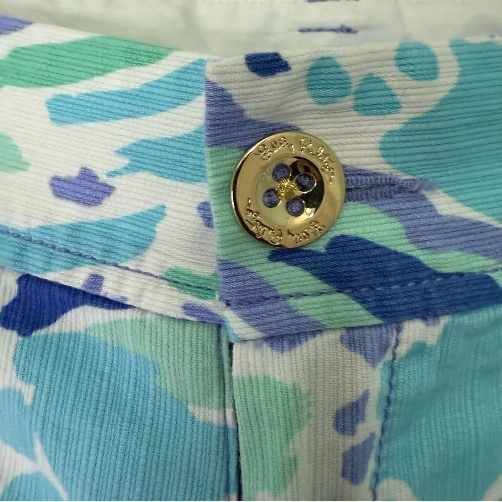 Lilly Pulitzer High Waist Blue Green Tropical Shorts